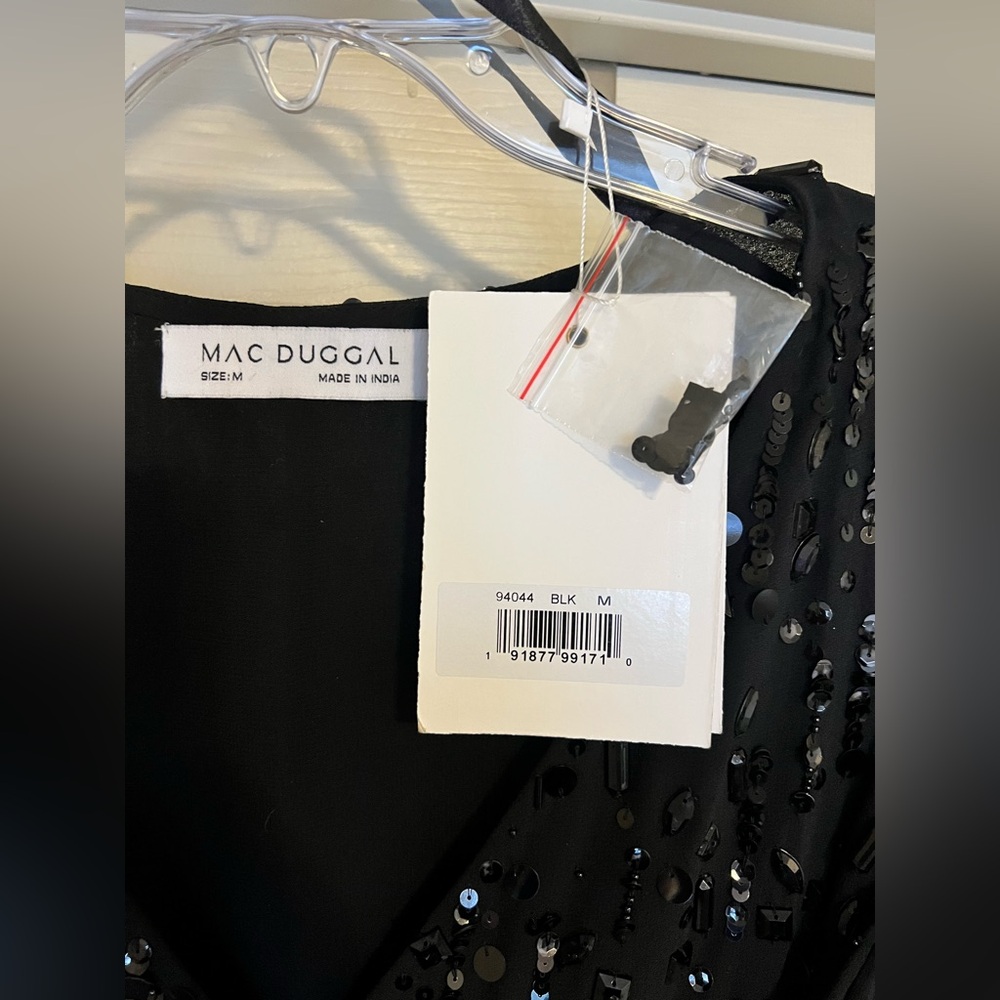 🖤MAC DUGGAL 94044 Beaded Cape Sleeve Dress: Black Sequin Mini❤️‍🔥SOLD OUT ONLINE - Picture 7 of 14